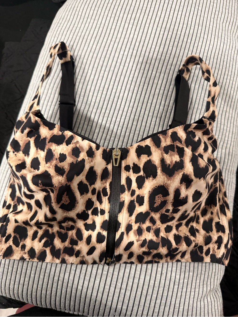 Leopard Print Zip-Front Women's Shoulder Bag